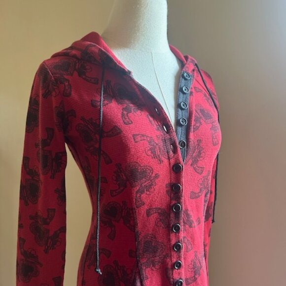 Vintage Betsey Johnson Hearts & Guns Buttons Cardigan/Dress - Picture 3 of 10